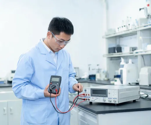 Calibration technician at reference bench